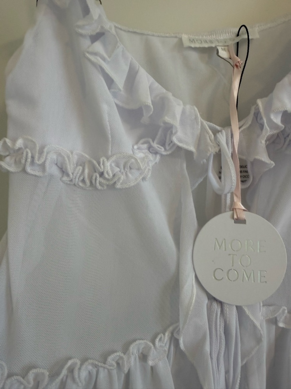 White Ruffle Tie-Front Camisole Top - Picture 4 of 5